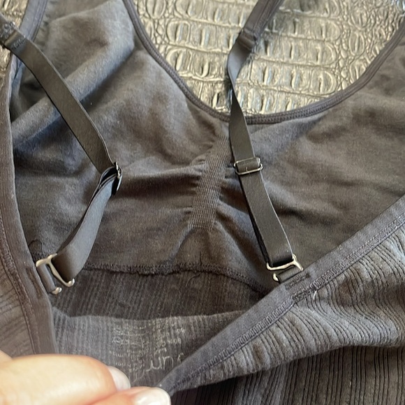 Yummie Black Sports Bra Top Cotton Rib Seamless Size L /XL - Picture 5 of 8